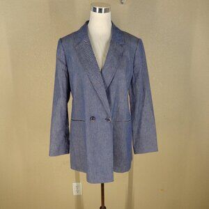 Talbots Blue Linen Blend Blazer sz 14 Mint Condition!